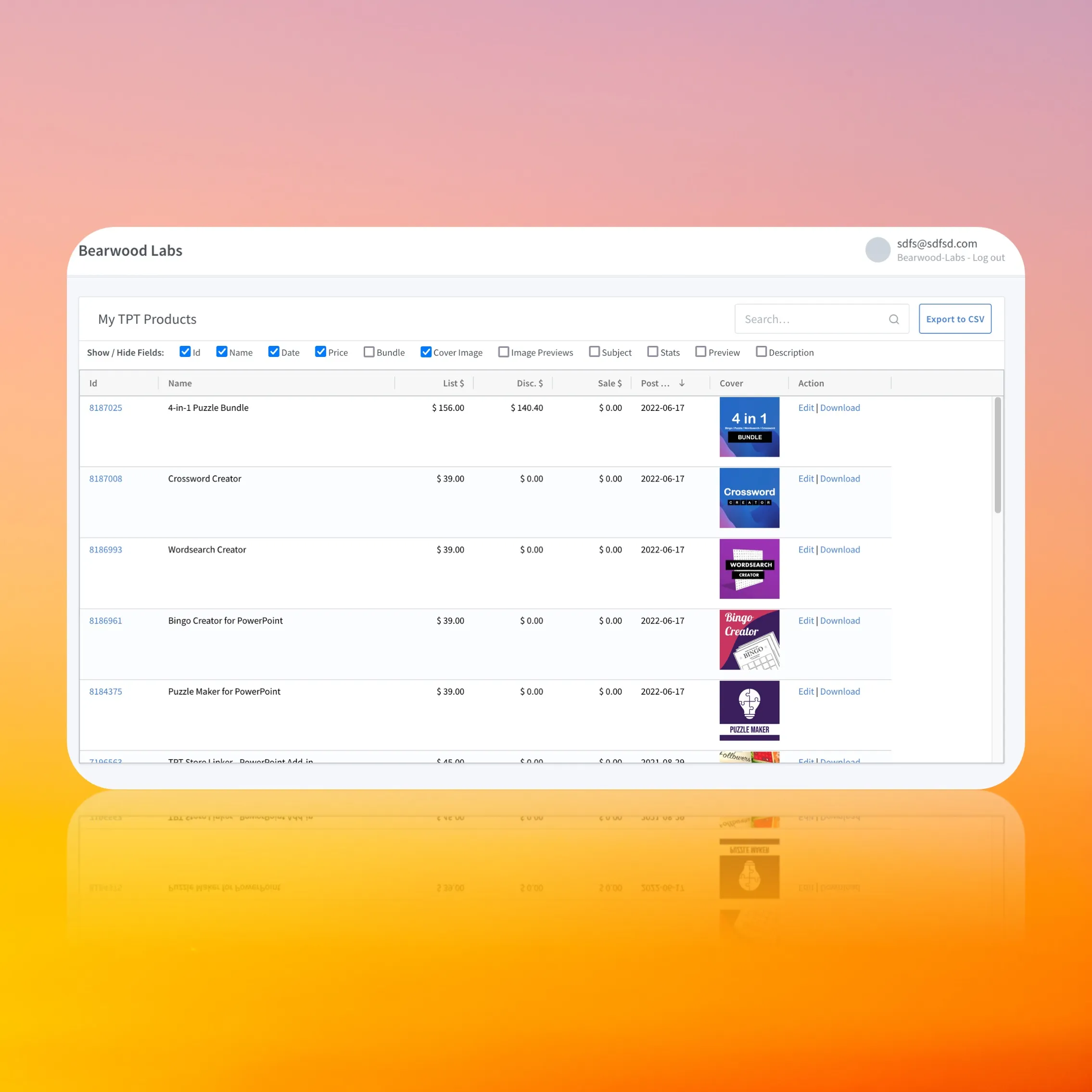 Get an overview of all your products on TPT. Which ones have a file preview, what are all the URls etc. You can sort, filter and export them to Excel