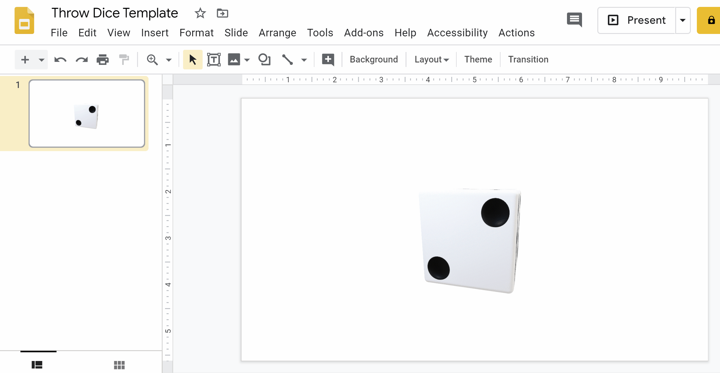 Triggering throwing a dice in Google Slides